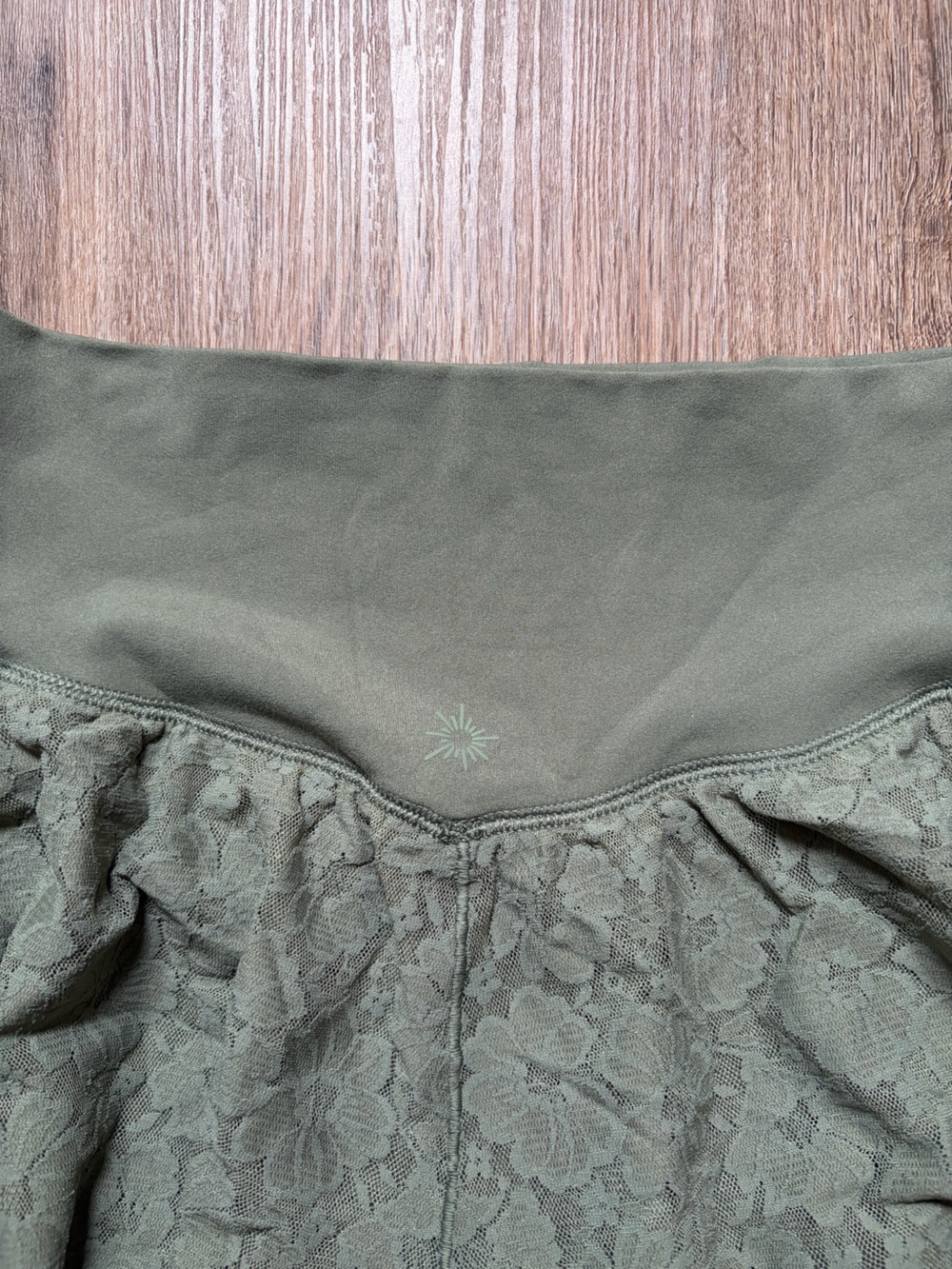 Offline by Aerie Olive Green Lace Ruffle Flowy Shorts w/ built in spandex - Picture 5 of 5